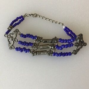 Vintage Blue Bead Bracelet